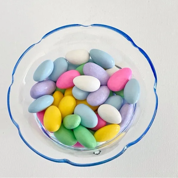 Vintage Orrefors Sweden Crystal Compote Bowl Cobalt Blue Rim Pedestal Dish - Picture 5 of 12